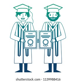 couple of graduates with diploma avatar character