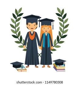couple graduates with wreath crown