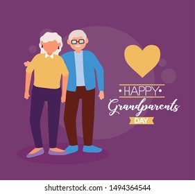 couple grandpa and grandma - happy grandparents day vector illustration