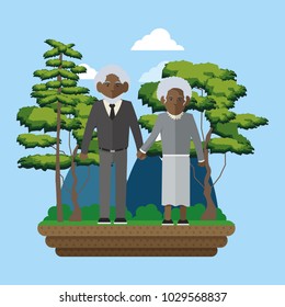 Couple of grandparent on the park