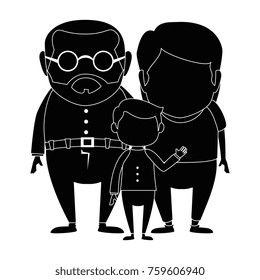 couple of grandparents with grandson avatars characters