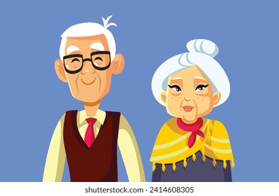 
Couple of Grandparents of Korean Ethnicity Vector Cartoon Design. Husband and wife celebrating a long-term relationship 
