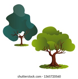 Couple of green trees vector illustration on white background