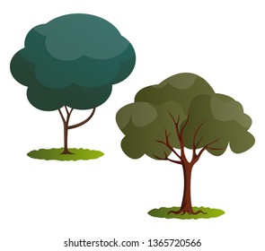 Couple of green trees vector illustration on white background