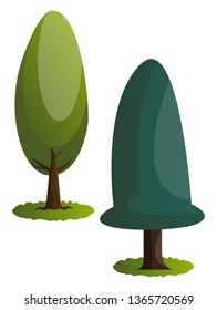 Ilustración vectorial de dos árboles verdes sobre fondo blanco