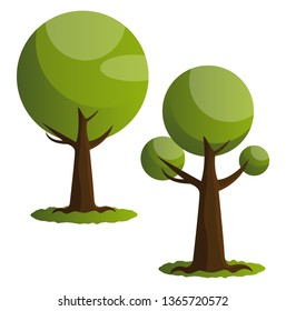 Couple of green trees vector illustration on white background
