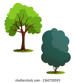 Ilustración vectorial de dos árboles verdes sobre fondo blanco