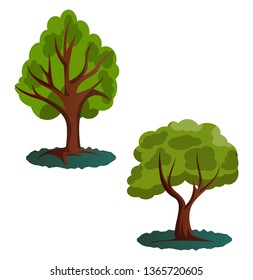 Couple of green trees vector illustration on white background