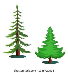 Couple of green trees vector illustration on white background