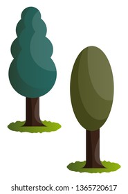 Couple of green trees vector illustration on white background
