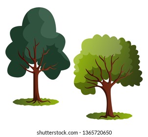 Couple of green trees vector illustration on white background