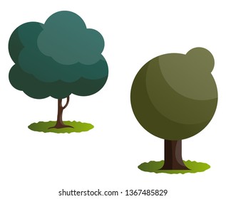 Couple of green trees vector illustration on white background