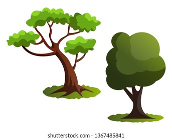 Couple of green trees vector illustration on white background