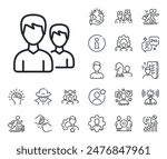 Couple or Group sign. Specialist, doctor and job competition outline icons. User line icon. Male Person silhouette symbol. Couple line sign. Avatar placeholder, spy headshot icon. Vector