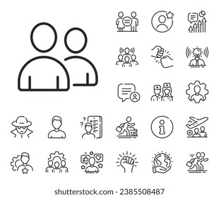 Couple or Group sign. Specialist, doctor and job competition outline icons. User line icon. Person silhouette symbol. Users line sign. Avatar placeholder, spy headshot icon. Strike leader. Vector