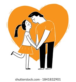 A couple hand in hand to express their love, Vector Illustration doodle style