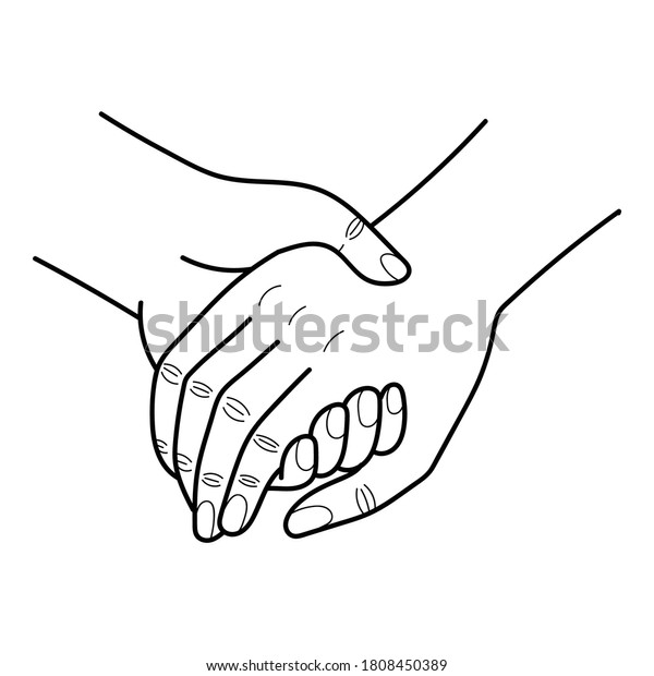 Couple Hand Hold Simple Line Art Stock Vector (Royalty Free) 1808450389