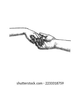 Couple Hand Holding ,Hand Drawn Illustration
