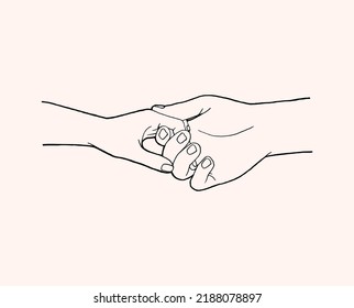 Couple Hand Holding ,Hand Drawn Line Art Illustration, Clip Art