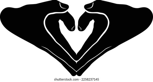 couple hand in the shape of a heart silhouette. silhouette hand. heart love sign 