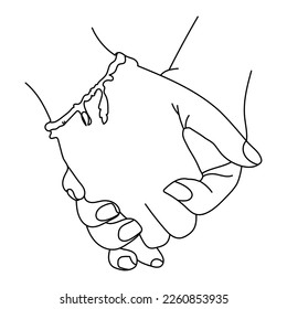 pareja mano a mano dibujo de una sola línea ilustración vectorial, manteniéndose juntos línea continua de dibujo de niña y niño