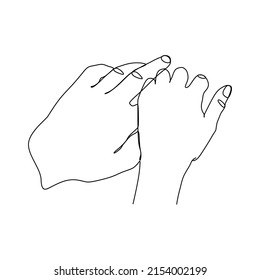 Pareja de manos con gesto. Icono gráfico de gestos de una sola línea continua. Un simple doodle de una línea para el concepto de campaña mundial. Diseño de ilustraciones vectoriales aisladas sobre fondo blanco