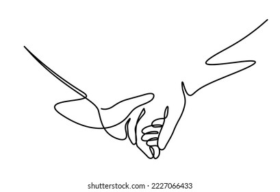 couple hands holding together one line drawing style vector