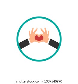 Couple hands showing heart symbol isolated on white background.