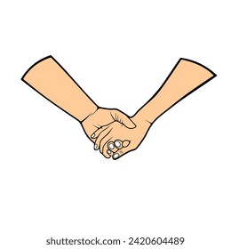 couple hands together vector illustration, tangan bergandengan vektor
