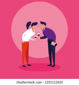 couple happy celebrating party avatar character