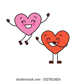 couple happy hearts in love together forever