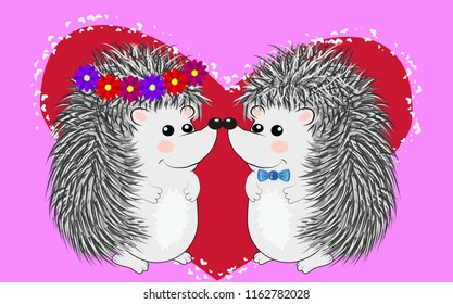 Couple of happy loving hedgehogs.