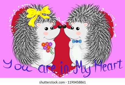 Couple of happy loving hedgehogs.