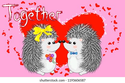 Couple of happy loving hedgehogs.
