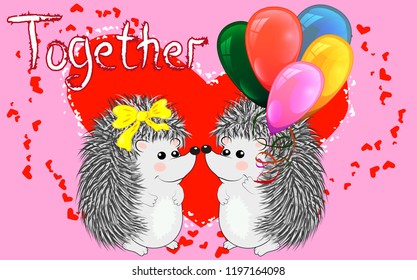 Couple of happy loving hedgehogs.