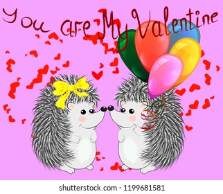 Couple of happy loving hedgehogs.