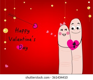 Couple Happy Valentine's greeting card with heart vector