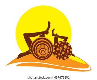 couple in hats has a rest on the island