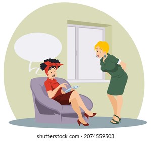Couple having a conversation in relaxed atmosphere. Illustration concept for mobile website and internet development.