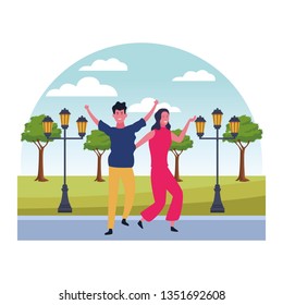 Couple having fun and dancing