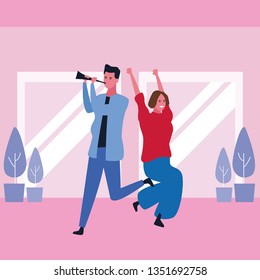 Couple having fun and dancing