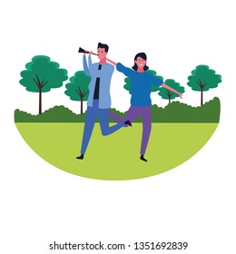 Couple having fun and dancing