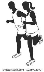 The couple are having an outdoor exercise. concept running.