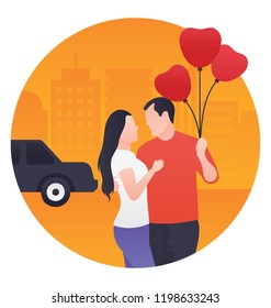 
A couple having pre wedding romance 
