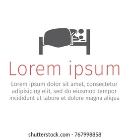 Couple having sex in bed. Flat icon. Vector signs.