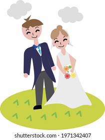 Couple having a wedding in an open space