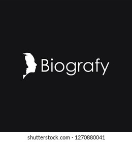 Couple head biography logo icon. woman and man face vector template on black background