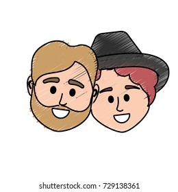 couple head together with hairstyle design