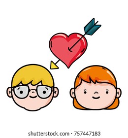 couple head together with heart love symbol
