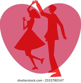 couple heart dance, red, pink valentise day, love